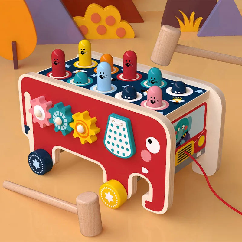 Wooden Montessori Pounding Bench Toy