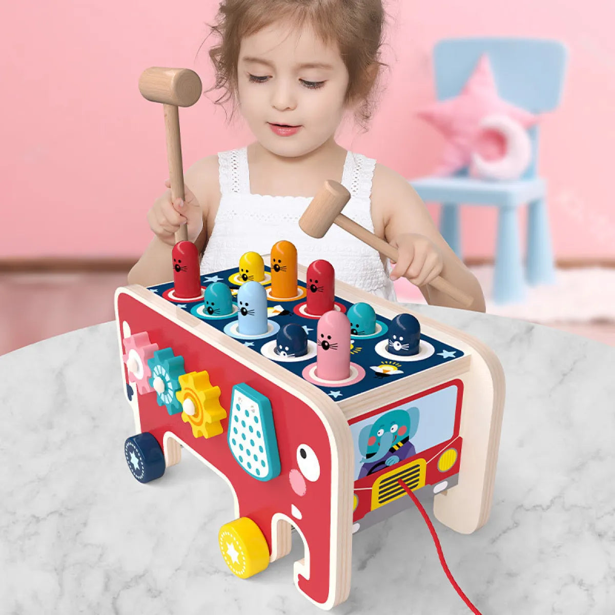 Wooden Montessori Pounding Bench Toy