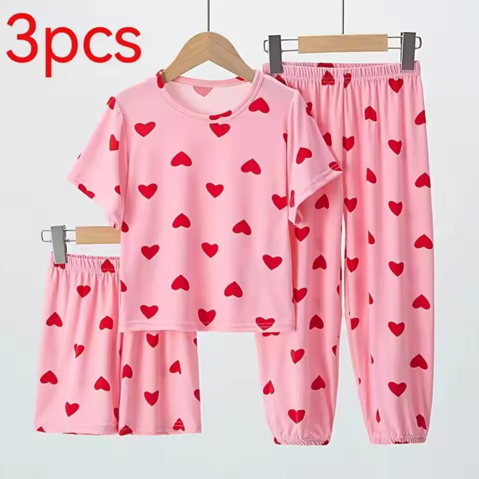 Girls Summer 3-Piece Pajama Set