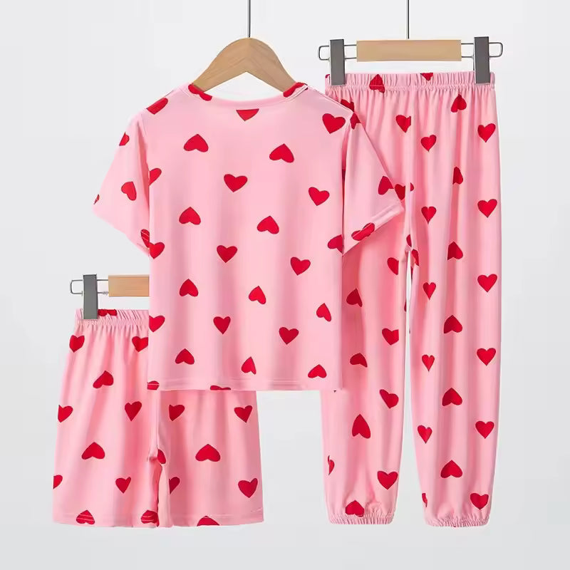 Girls Summer 3-Piece Pajama Set